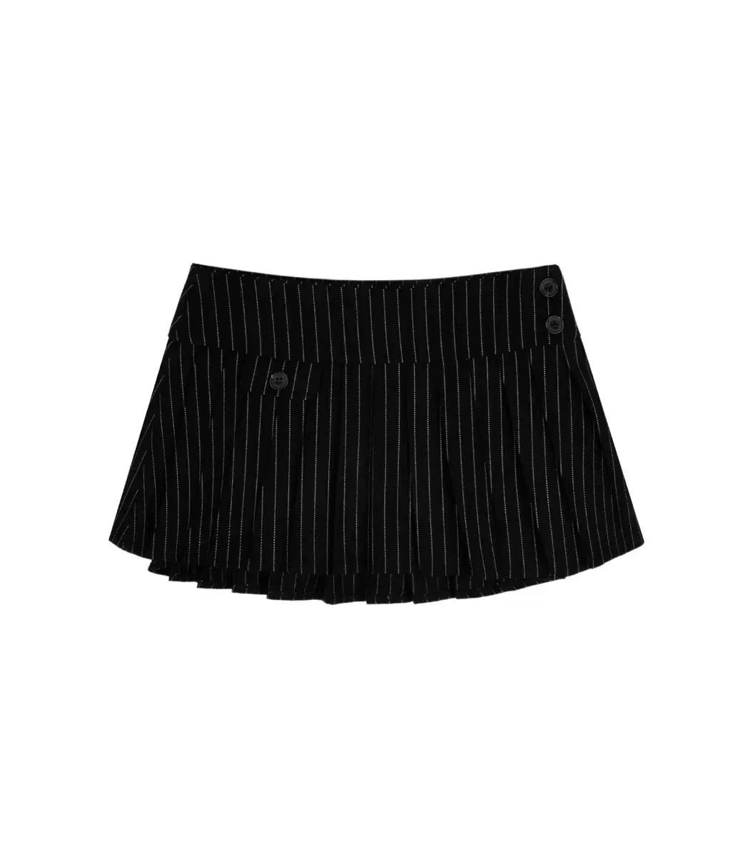 클리시어 스트라이프 플리츠 Canele fake pocket skirt